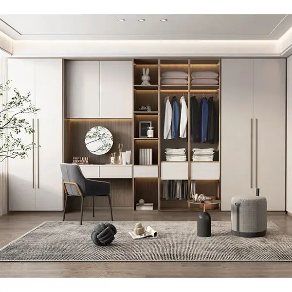 2023 Customized Clothes Modern Design Bedroom Furniture Closet Sliding Door Clothes Wooden Wardrobe Cabinet