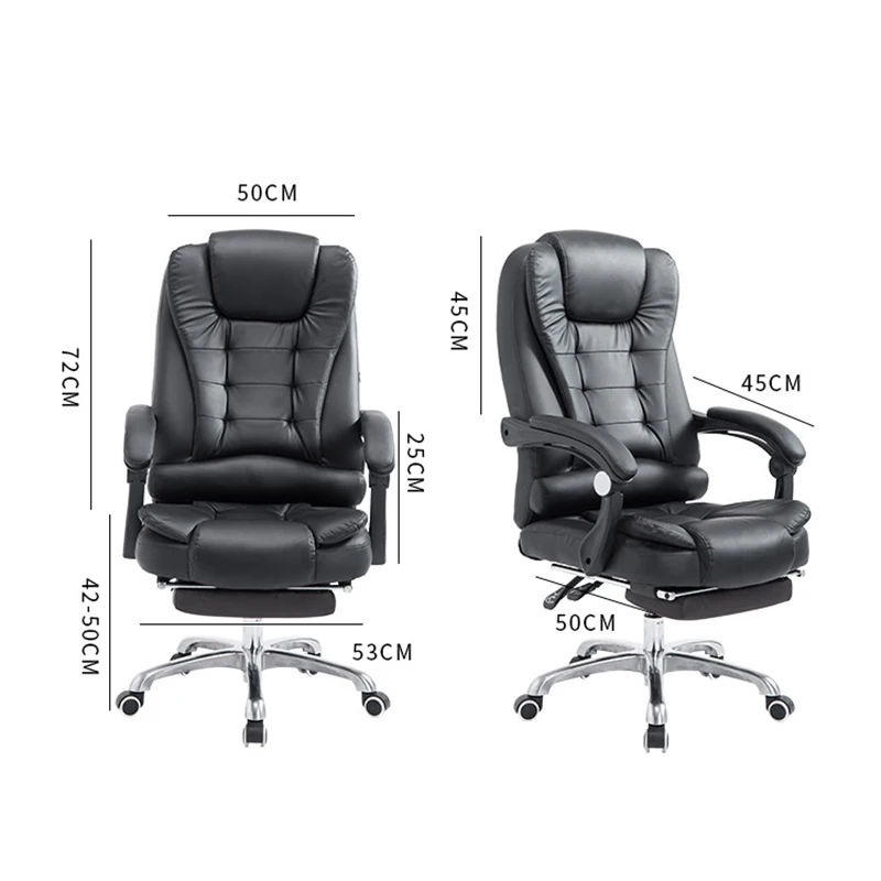 HANYEE Modern Home Office Swivel Chair Comfortable Dormitory Student Chair with Metal Armrest Synthetic Leather Material