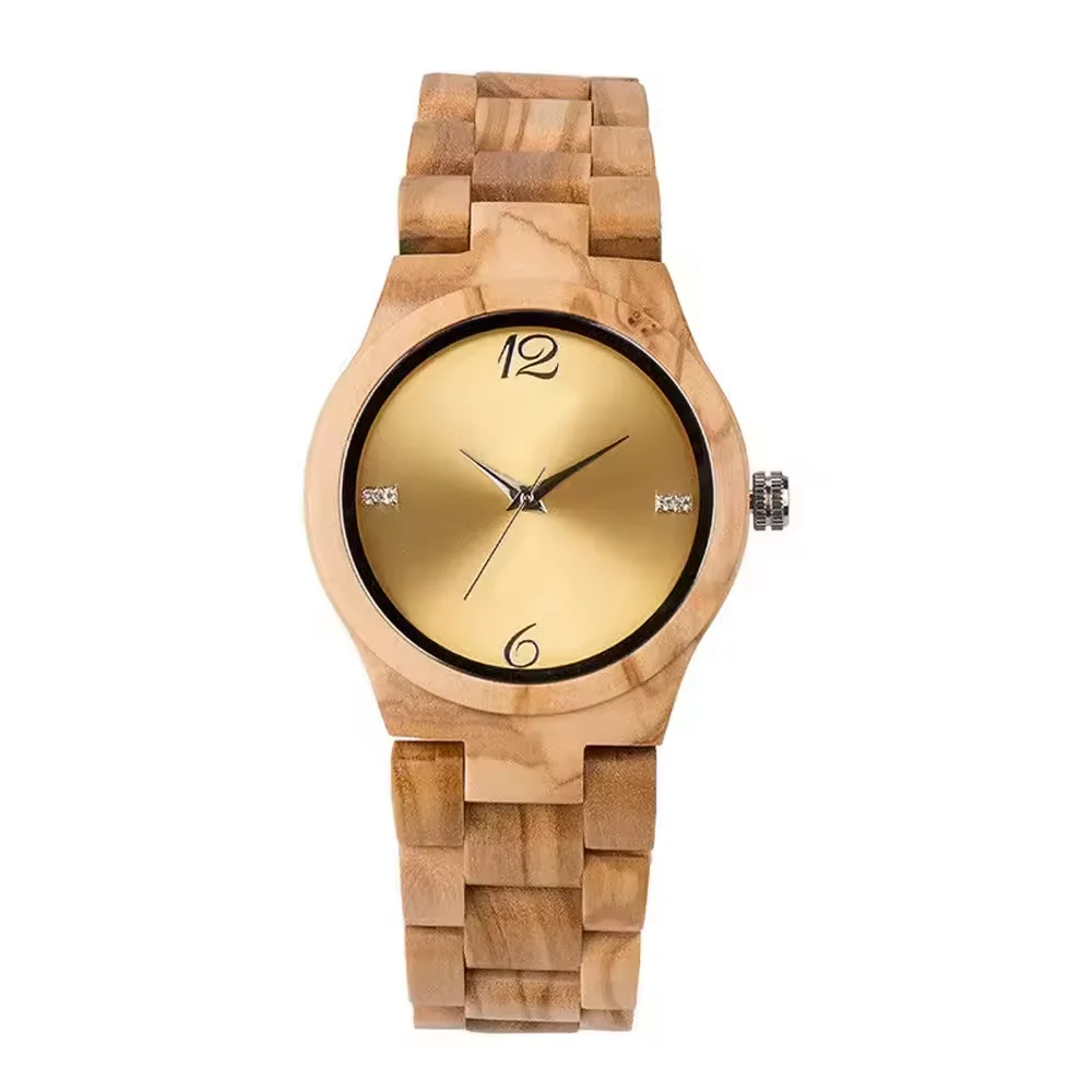 Copper Dial Pure Wooden ECO Friendly Japanese Quartz Movement Exclusive Version Customized logo Wooden Watches for Man