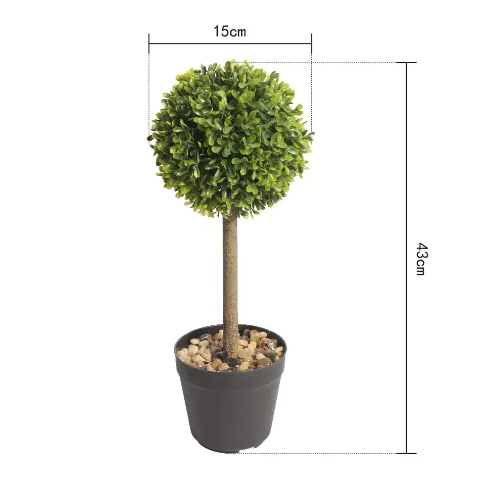 Manufacturer Cheap Home Vintage Decor Green Ornamental Plastic Artificial Buxus Topiary Plant Tree for outdoors