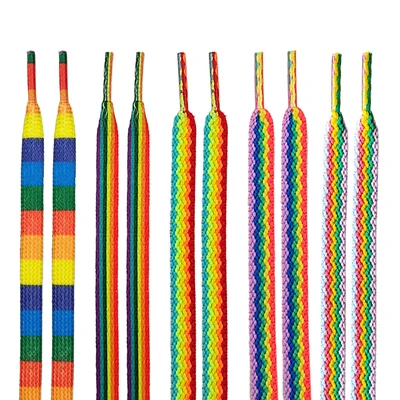 Wholesale custom logo shoe lace flat printed polyester sublimation replacement rainbow shoelaces for aj sneaker