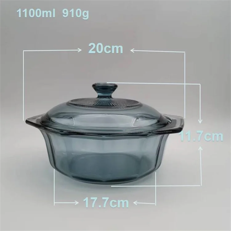 2022 New arrival bright gray borosilicate glass soup pot, can go into the oven, microwave and dishwasher