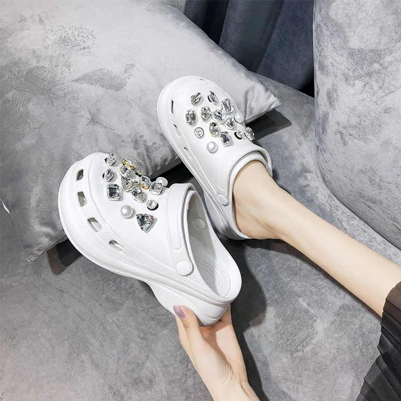 Wholesale Platform Garden Shoes Eva Summer 2021 New Trend Charm Outdoor Rhinestone Clog