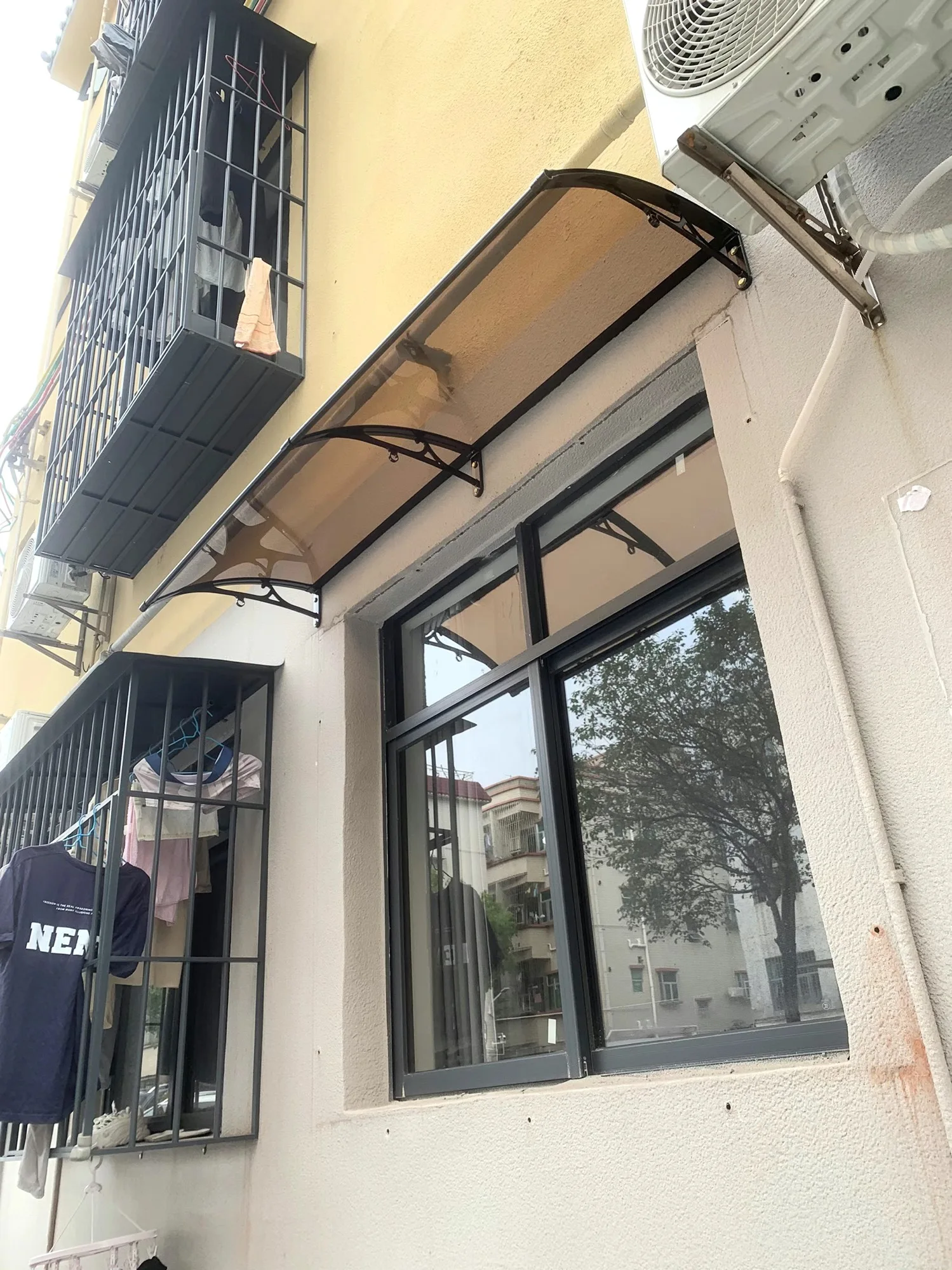 solid polycarbonate sheet awing/ hollow polycarbonate sheet for awning with aluminium profile/strip