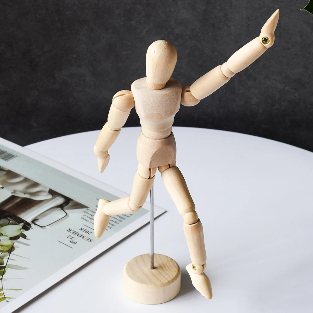 Various specifications 5.5 Inch 14CM Adjustable Drawing Furnishings Sketch Cartoon Flexible Solid Wooden Human Manikin