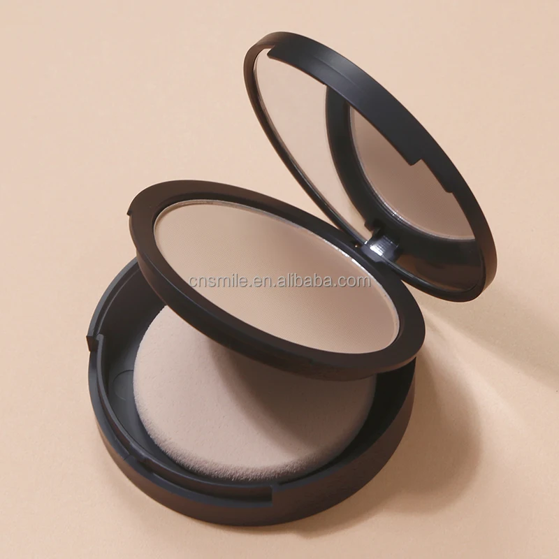 W18 High quality velvet oem vegan pressed face powder dark brown pressed powder