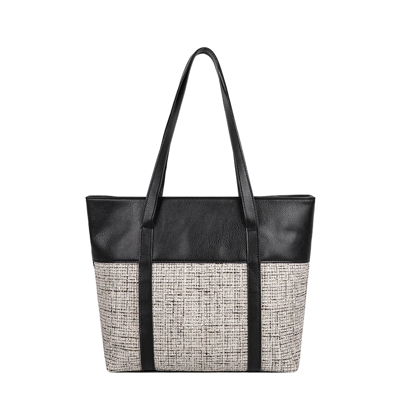 Womens shopper bag with zipper PU leather tote bags for women Factory wholesale vietnam embroidered handbags