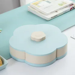 Single Layer Two Color Food Storage Tray With Small PartitionsRotary Switch Nuts Food Sub-grid Storage Box