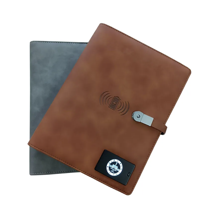 Factory Produce Custom Logo All-in-one Planner Diary A4 A5 B5 8gb Usb Flash Drive Wireless Charging Powebank Notebook
