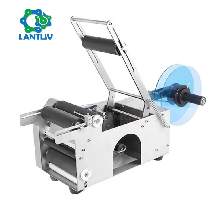 Manual Mineral Water Plastic Round Bottle Labeling Machine for Round Bottles Sticker Label Packing Machine Semi-automatic