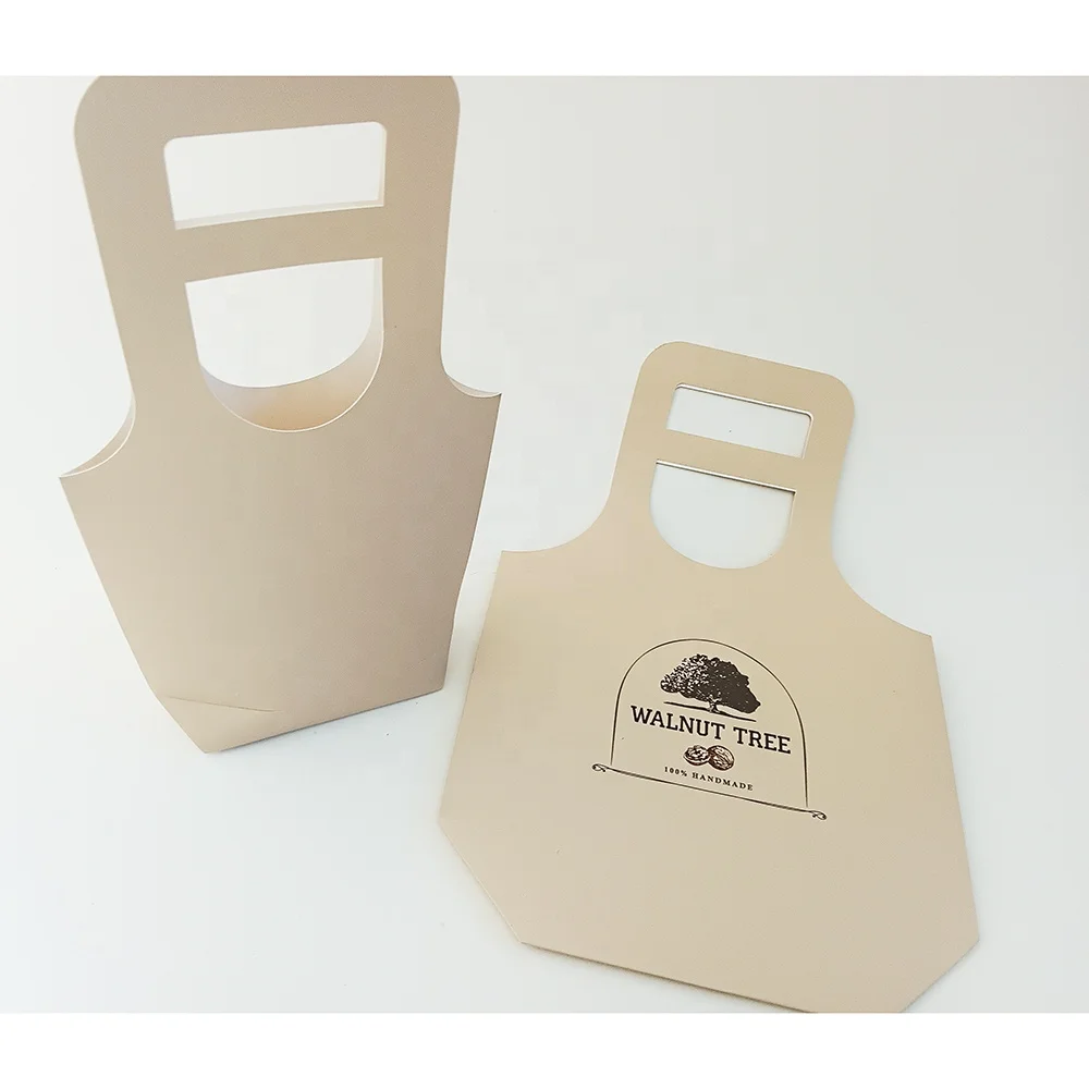 Eco Friendly Custom Printing Die Cut Handle Recycle Paper Bag With Hole Handle