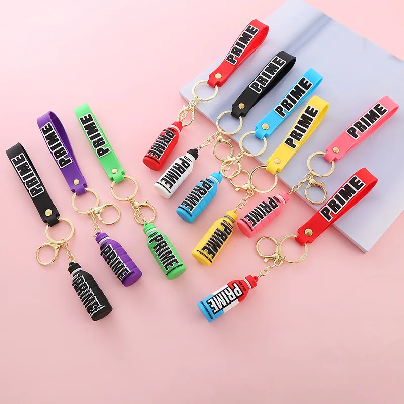 Creative Key Chain PVC Soft Rubber Beverage Bottle Doll Car Key Pendant Couple Bag Pendant