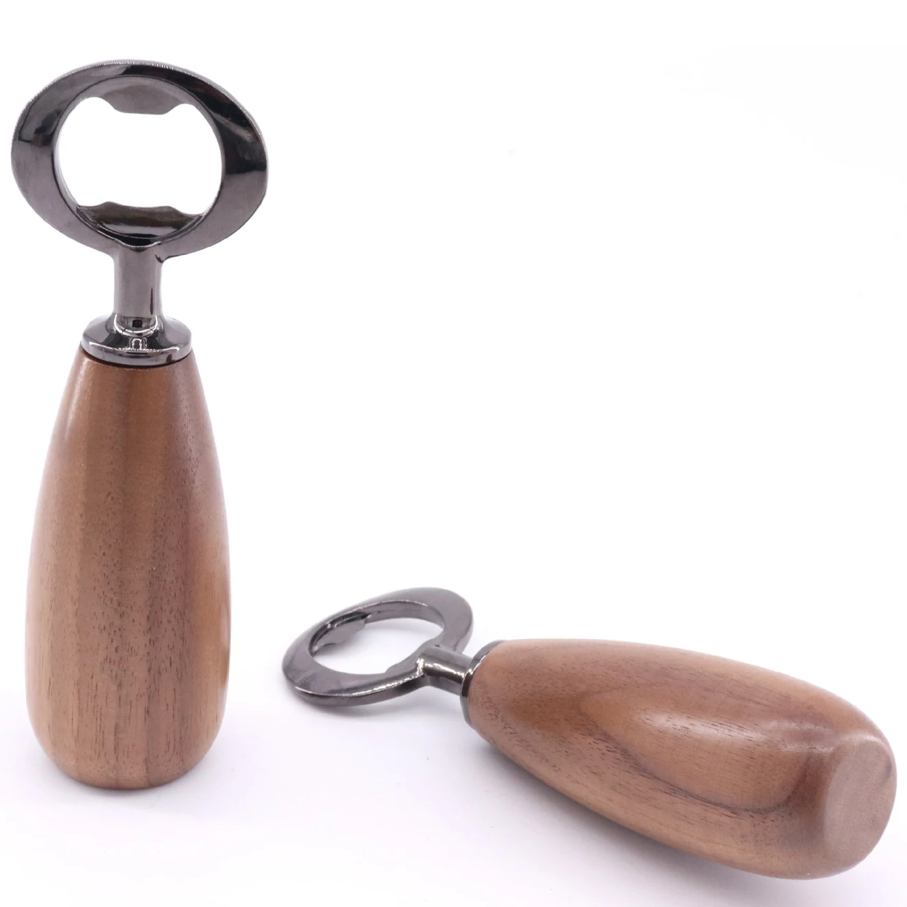 Customized Stainless Steel Bottle Opener Keychain Wooden Beer and Jar Opener with Key Handle for Household Kitchenware