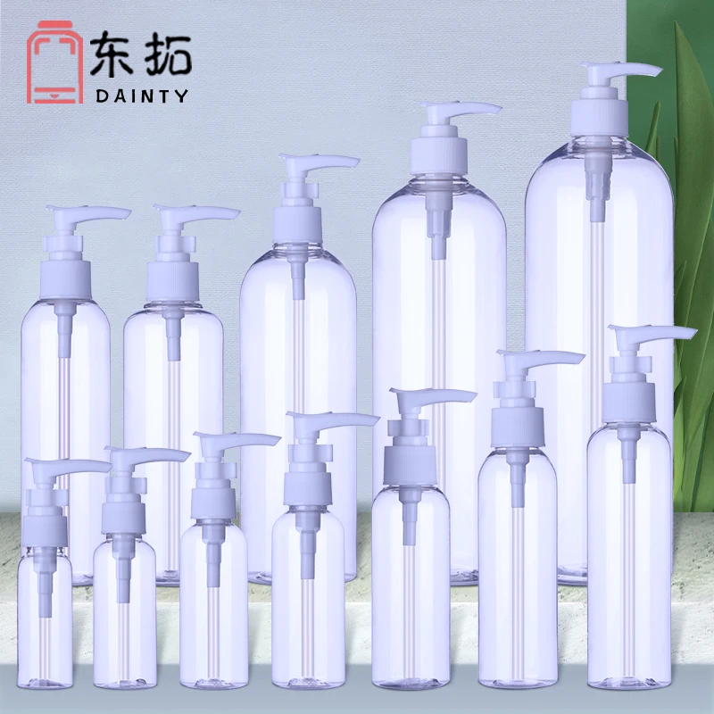 Manufacturer Unique Lotion Bottles 250ml 500ml 750ml PET Shampoo Bottle Plastic Cosmetic Bottle With Pump Sprayer