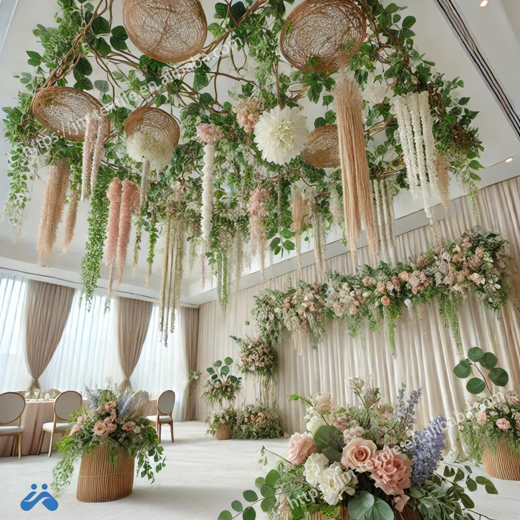 Hot Sale Artificial Wisteria Flowers Vines Garland Hanging Plants Wall Foliage Wedding Ceiling Decoration