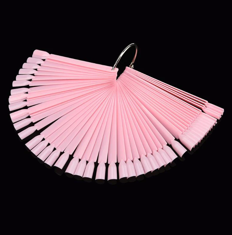CoulorButtons Transparent Fan-shaped Black White False Nail Art Tips Display Polish Board Practice Sticks