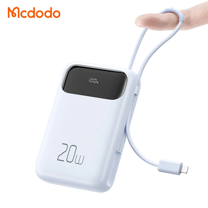 Blue Power Bank Portable Charger 3 in 1 Power Bank with Built in Lighting Cable Power Bank Battery 10000 mah Powerbank Mini