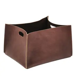 Rectangle pantry leather storage organizer basket