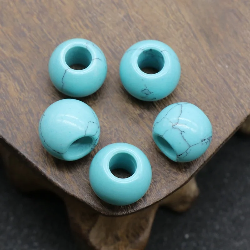 12mm nature stone tiger eye agate synthetic turquoise rose quartz Big Hole Stone Beads For DIY jewelry making pendant bracelet