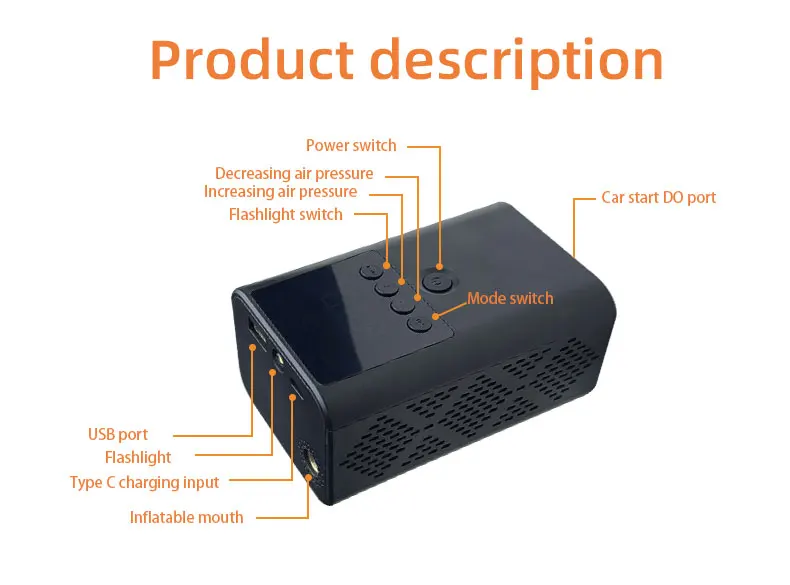 Mini Tire Inflator Digital LED Portable 12V  Car Air Pump Portable Air Compressor With Solar Panel Charger