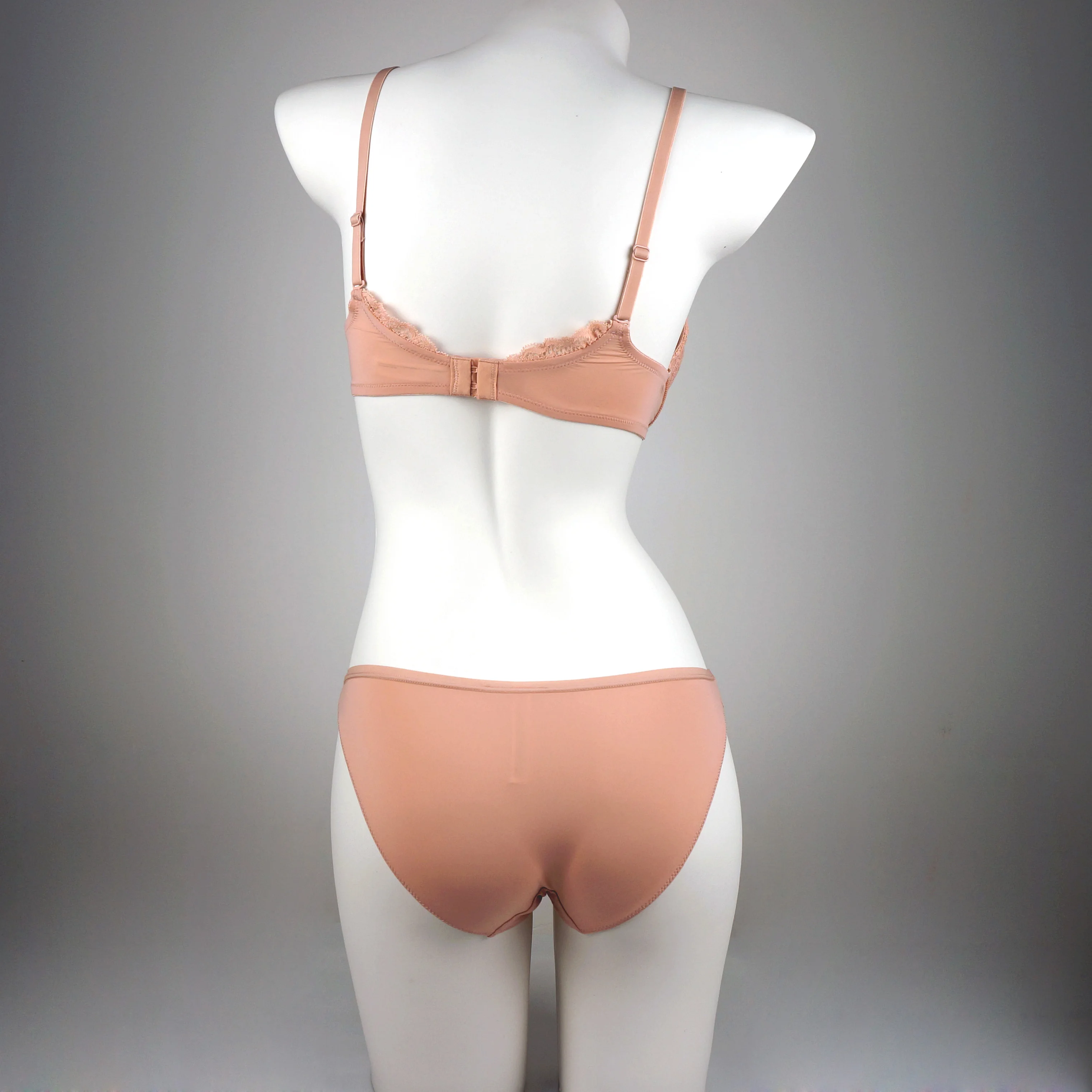 Wholesale Woman Under Wear Lady fashion bra & breif set Lingerie female micro fiber bralette beige lace Bra And Panties Set