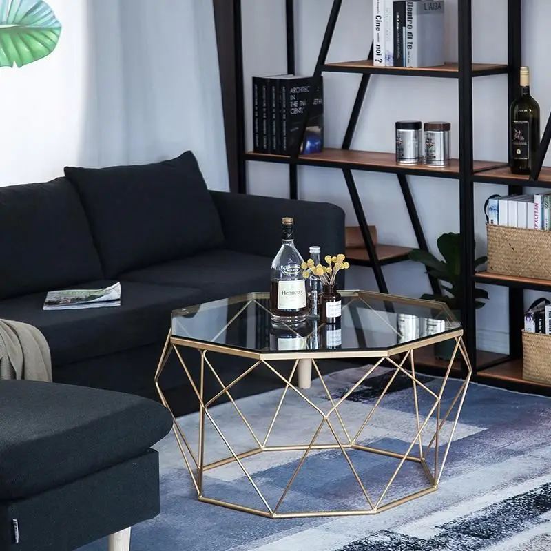 Nordic living room Tianyi light luxury personality fashion creative small house simple modern art large round glass coffee table