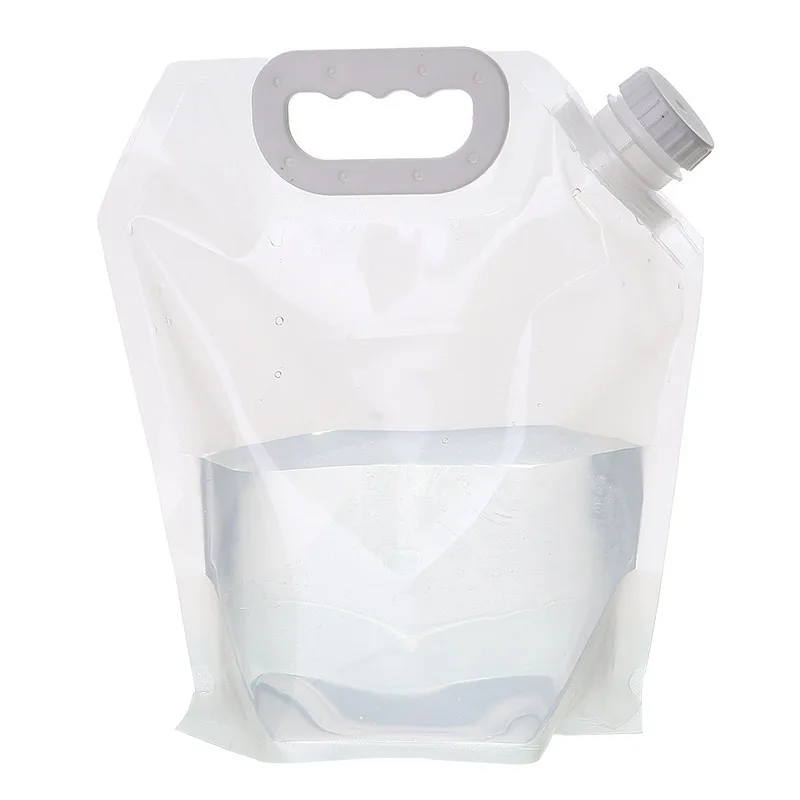 5L Clear Plastic Eco Friendly Spout Pouch Stand Up Liquid Bag Portable Foldable Water Pouch Outdoor Hiking Camping Refill Bag