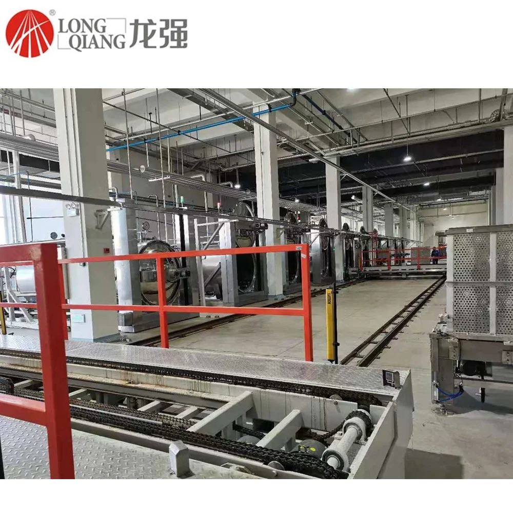 Full automatic retort system with door open close control and basket unload load track system