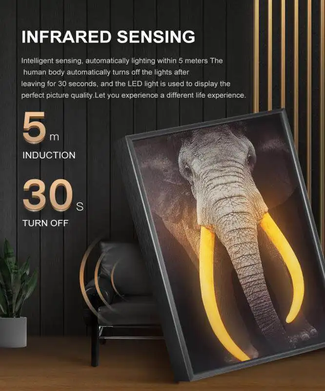 Cheap modern style digital printing canvas wall art canvas with led light and bluetooth for home