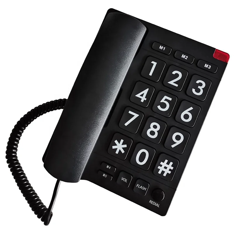 Large Button Corded Phone Wired Desk Telephone Senior Old People