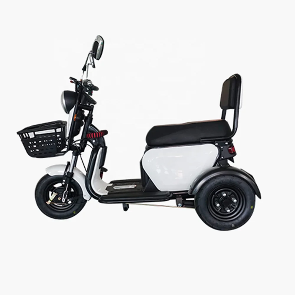 500W 25KM/H 10inch cheap Simple shopping three wheel moped adult obese old people travel stable electric tricycle with basket