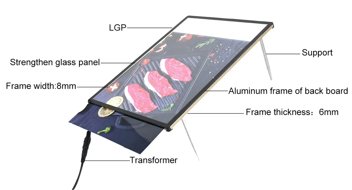 a0 light box backlit menu slim led panel  with stand