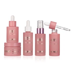 Luxury 30ml 50ml Pink Skincare Cosmetics Packaging Face Cream/lotion Glass Dropper Essential Oil Bottles Cosmetic Bottle Sets