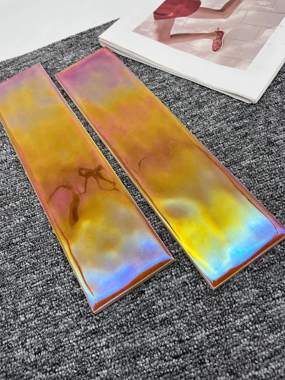 Factory hot sale multicolour metal tile electroplating brick wall tiles ceramic marble tiles for hotel bar KTV and villa