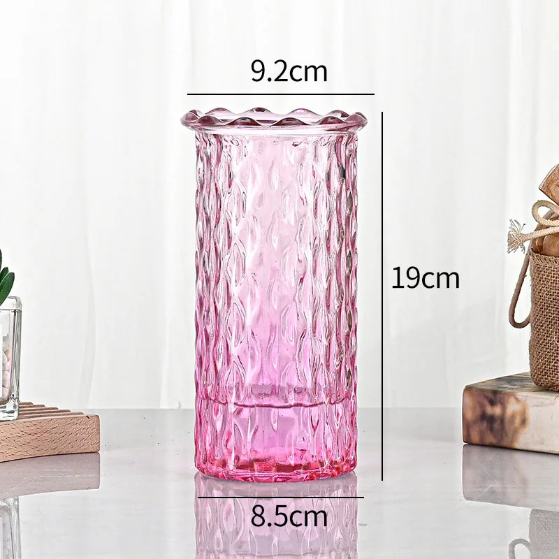 Colorful transparent vase modern Nordic luxury living room home decoration ornaments flower arrangement Clear glass vase