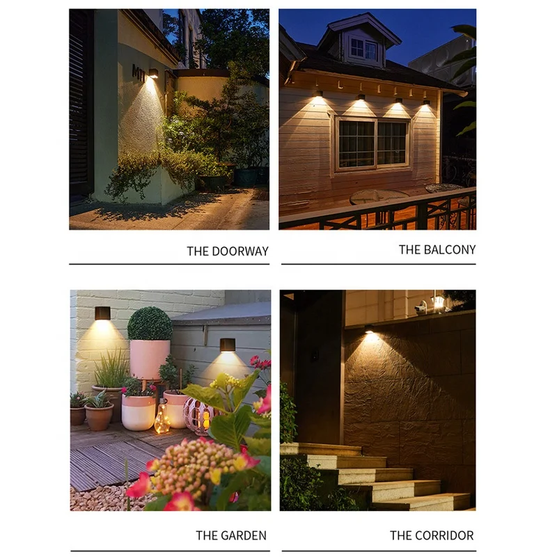 Solar wall lamp modern style outdoor waterproof suitable for garden porch lighting spotlight