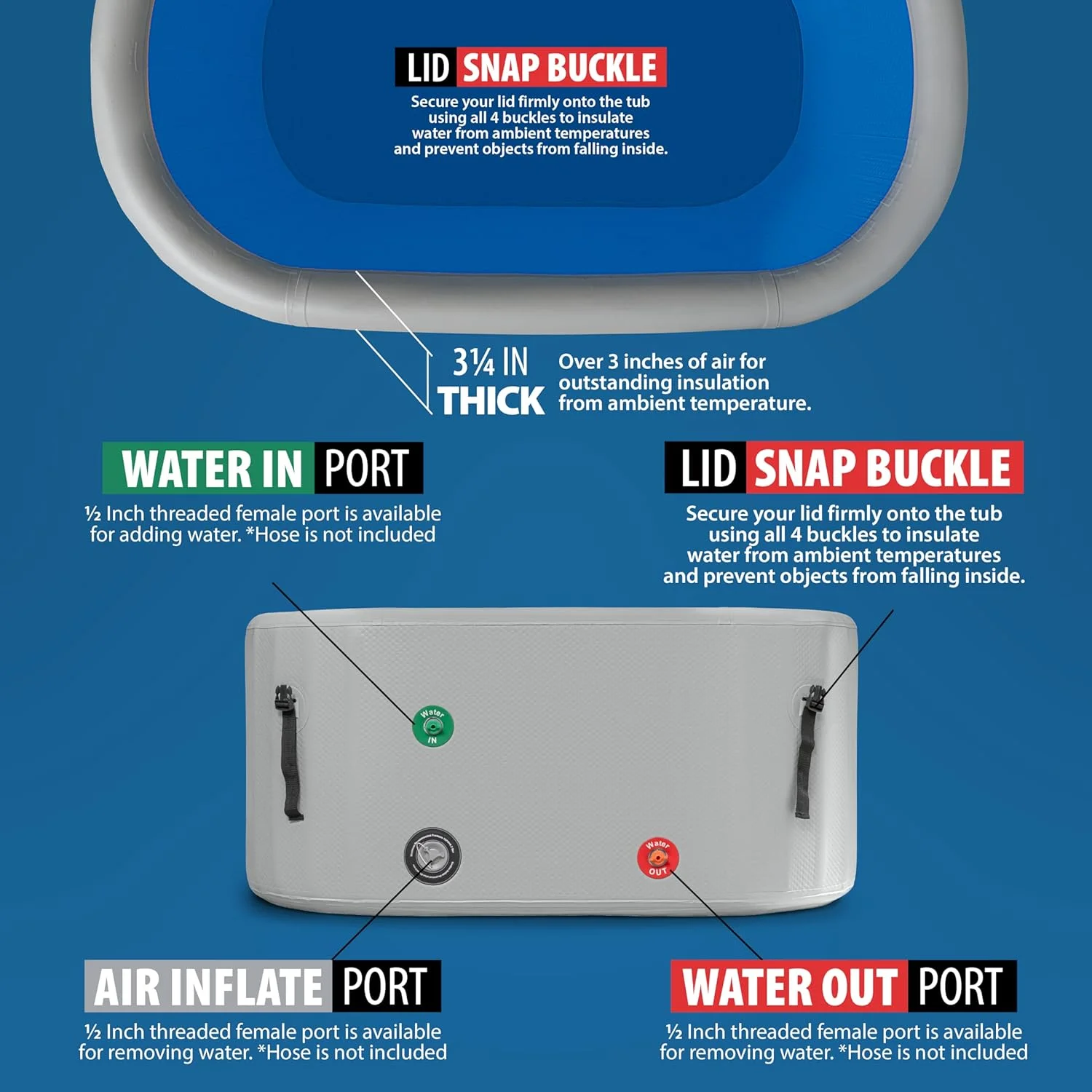 XL Inflatable Portable Ice Bath Tub Athletes Modern Design Home Use Water Chiller Compatible Cold Plunge Wet Steam Recovery PRO