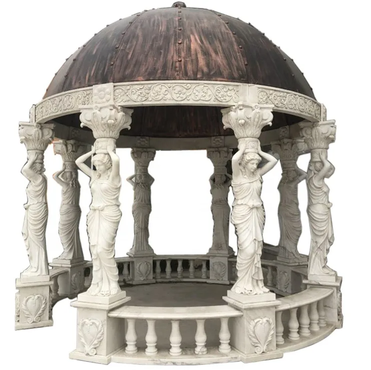 Customizable Simple White Marble Hexagonal Gazebo