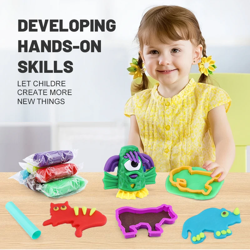 Leemook DIY Colored Clay Playdough Modeling Clay Set Pretend Play Desert Plasticine Toys for Kids Playdough Slime