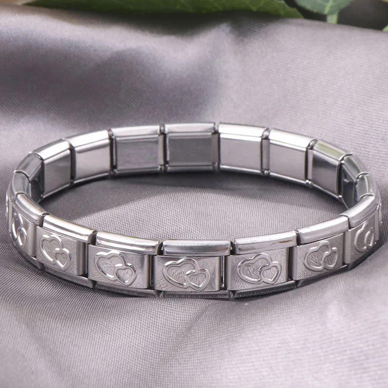 Wholesale 18Cm Italian Bracelet Stainless Steel Charms Gold Heart Italian Steel Charms Links Bracelet