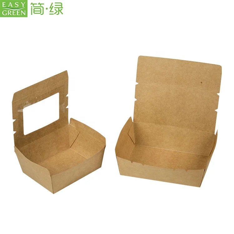 High quality free sample disposable Kraft food grade paper to go boxes restaurant