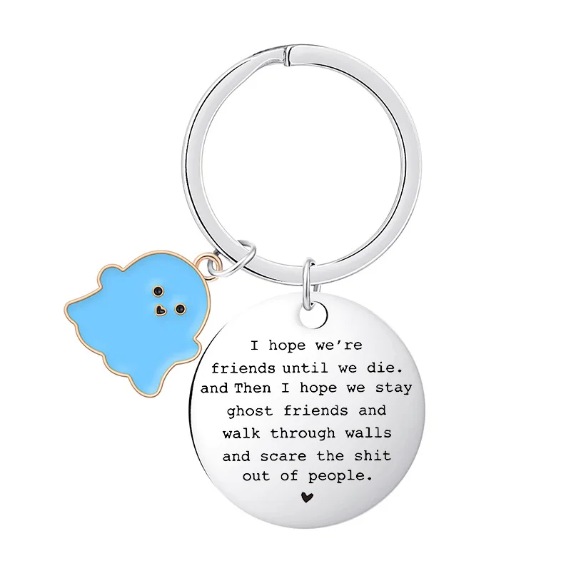 Manufacturer High Quality Customizable Free Design Round Keychain Halloween Unique Souvenir Engraved Laser For Gift