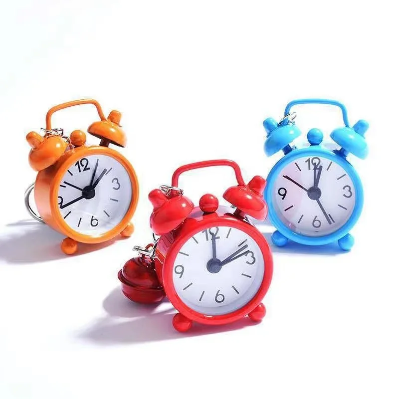 Mini tiny New creative decoration Alarm Clock Quartz Silence Scan Alarm Clock night light twin bells small promotional gift
