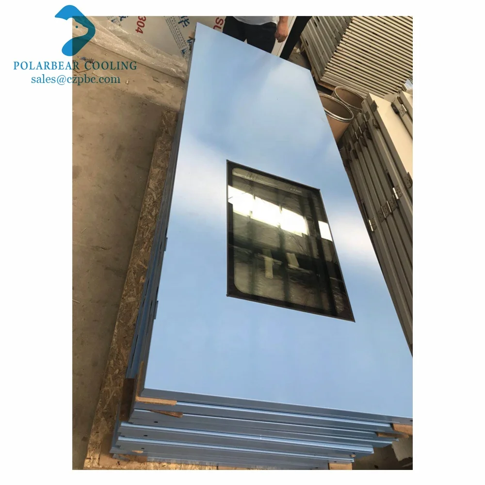 Laboratory Automatic Galvanized Steel Entry Door Swing Clean Room Door with Frame and Glass Window