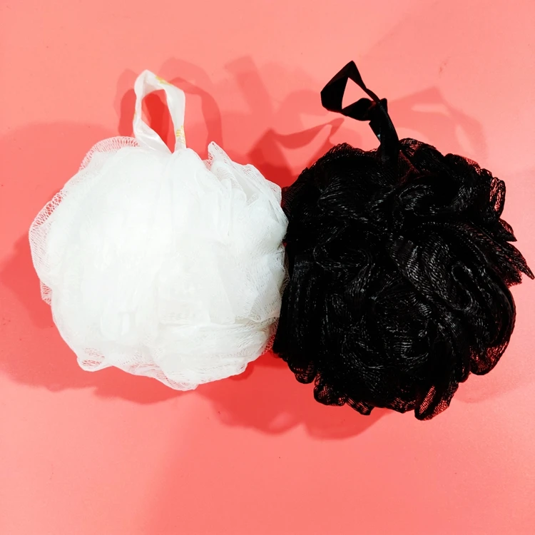 White Black Flower Bath Shower Ball Sponge Body Scrub Spa Loofah PE Mesh Soft Puff Bathing Scrubber 60g Exfoliating Bath Sponge