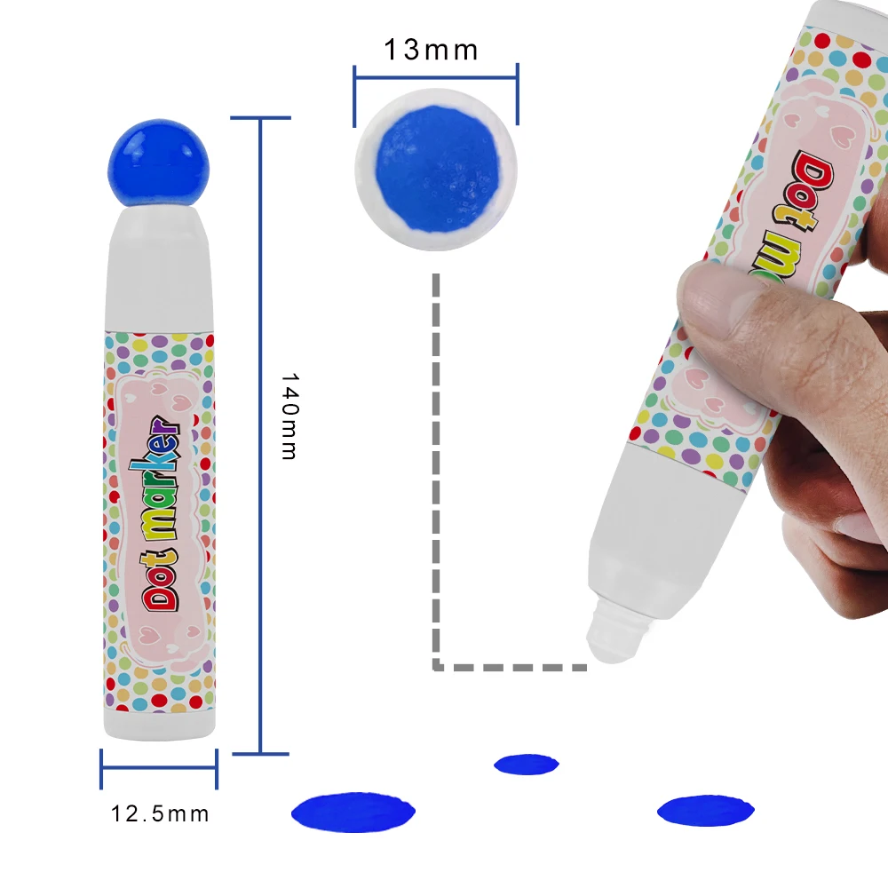 KHY Washable For Kids With Peen System Set Bundle Small Crochet Colour Coding Acrylic Dot Stamp Marker