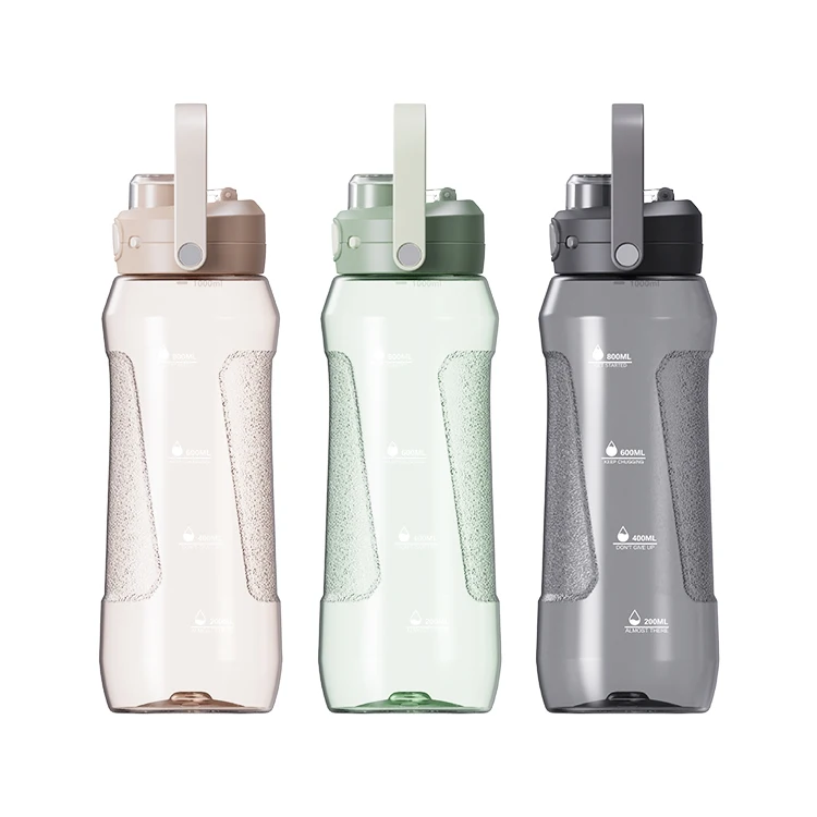eco friendly wholesale custom logo reusable motivational bpa free clear tritan plastic sport gym water bottle with handle