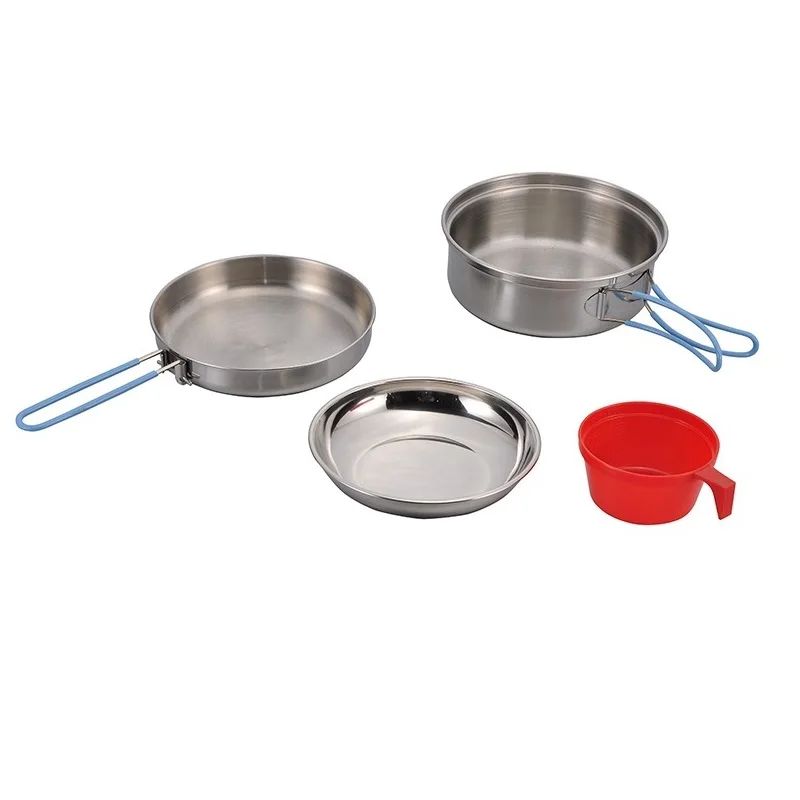China Sale Stainless Steel Picnic Cookingware Outdoor Kitchen Camping Cookware Set