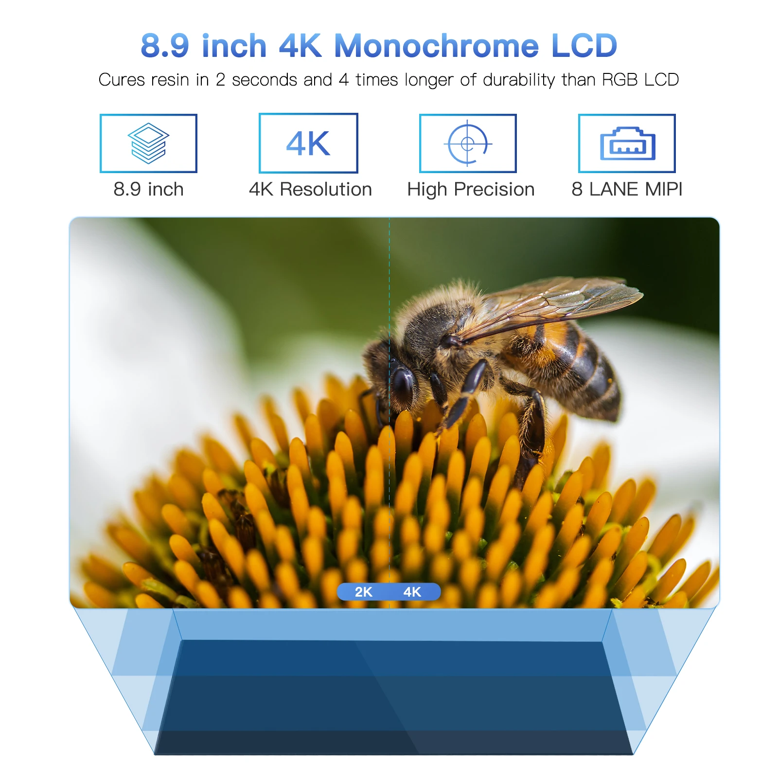 Biqu 8.9 inch 3840*2400 pixels 3d Printer Parts Replacement TFT Mono Lcd Display Touch Screen For Resin 3d Printers