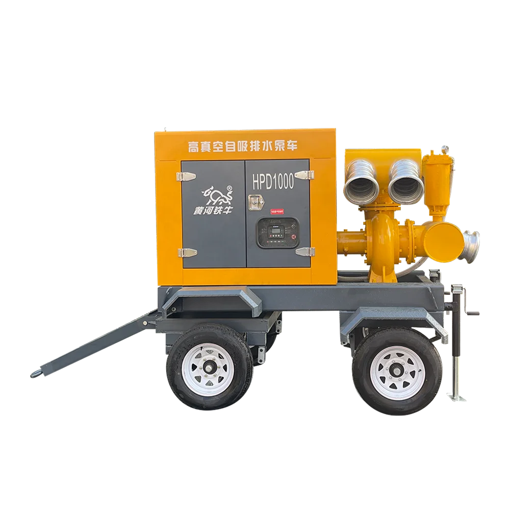 12inch movable diesel engine trash pump self-priming water pump with wheels